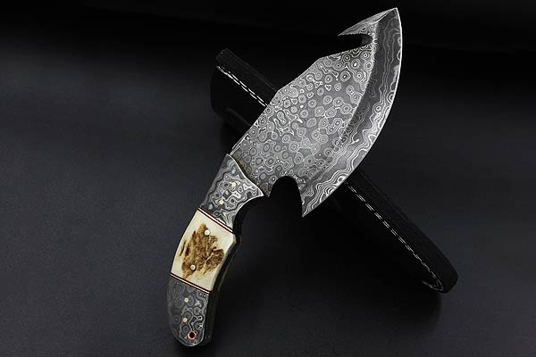 Damascus Gut Hook Skinning Knife