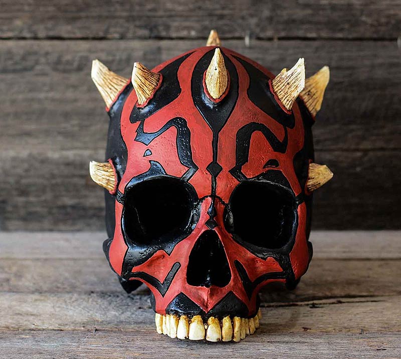 darth maul skull with black red paint