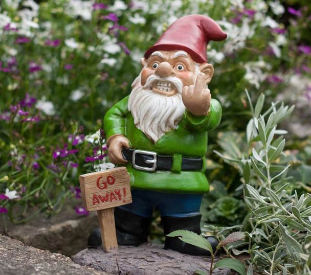Garden Gnome Statue Erect Middle Finger Angry Figurines Home Garden Decoration 