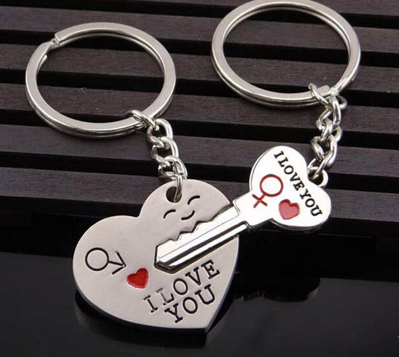 Key to My Heart Cute Couple Keychain
