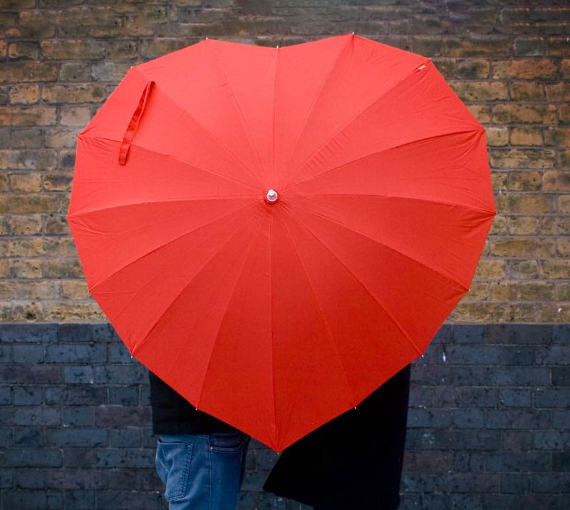 Red heart umbrella