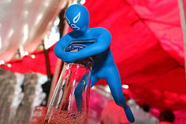 Blue Luchador Bottle Opener Headlock